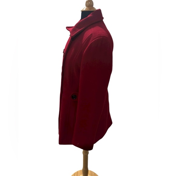 Calvin Klein Women’s Red Double-Breasted Fall/Winter Pea Coat-size 8 - Picture 4 of 6